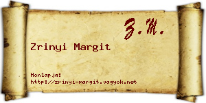 Zrinyi Margit névjegykártya
